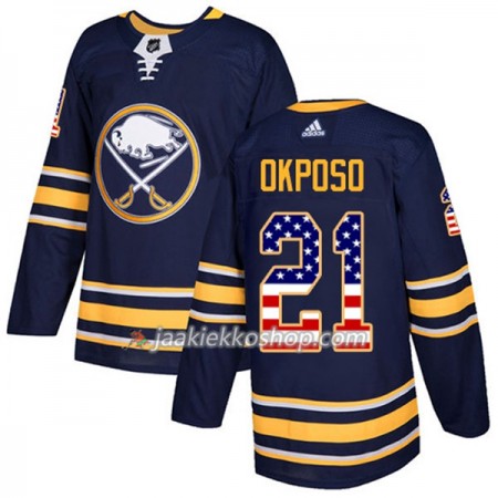 Miehille NHL Buffalo Sabres Pelipaita Kyle Okposo 21 Adidas 2017-2018 Marine Sininen USA Flag Fashion Authentic
